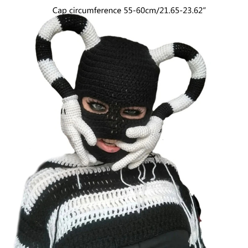 Handwoven Cosplay Party Hat Knit Balaclava Cap Teens MaskHat Windproof Headwear240723