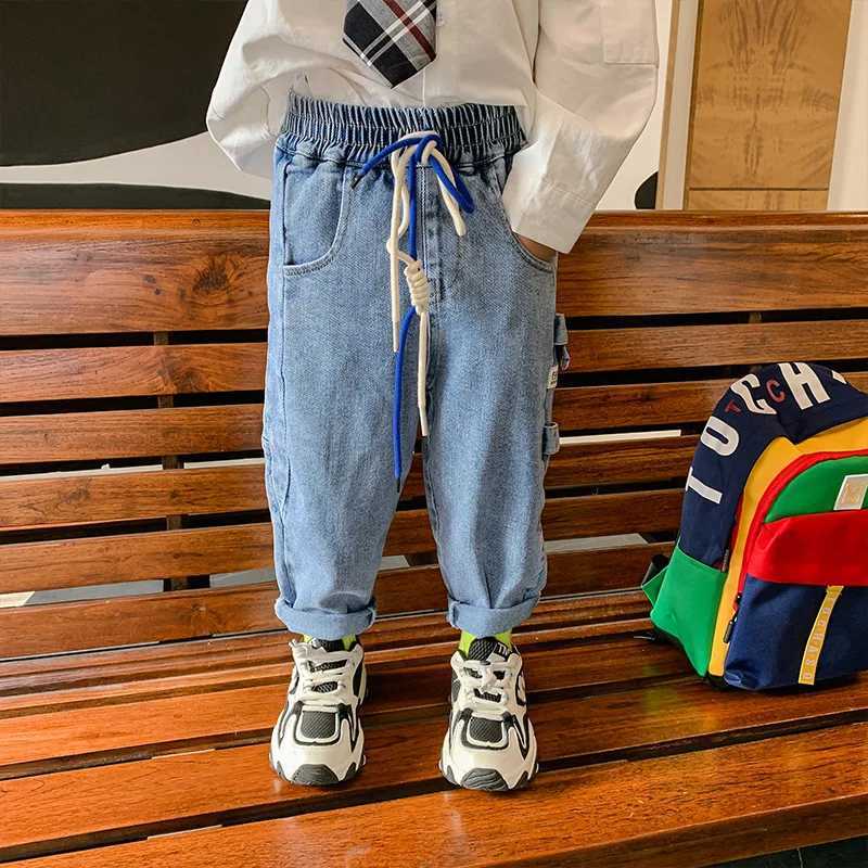 Jeans Lace Up Baby Spring Autumn Jeans Pants For Boys Children Kids Trousers Clothing Teenagers Gift Home Outdoor High Quality