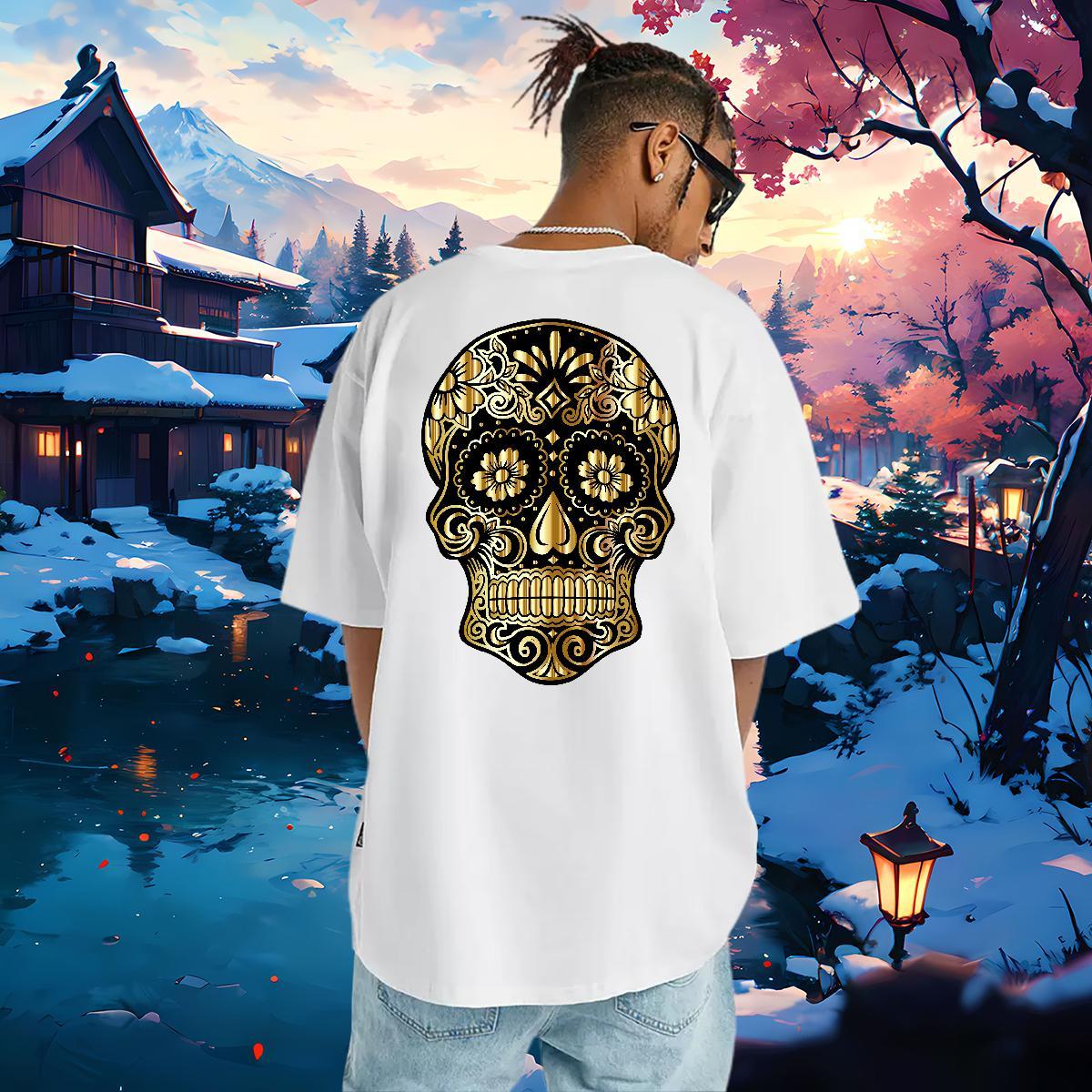 Classic Casual T-Shirts for Men skull Top Tees 230g 100% Cotton Sport Free Shipping Oversized 4XL Crew Neck Breathable Tshirt for Man Woman