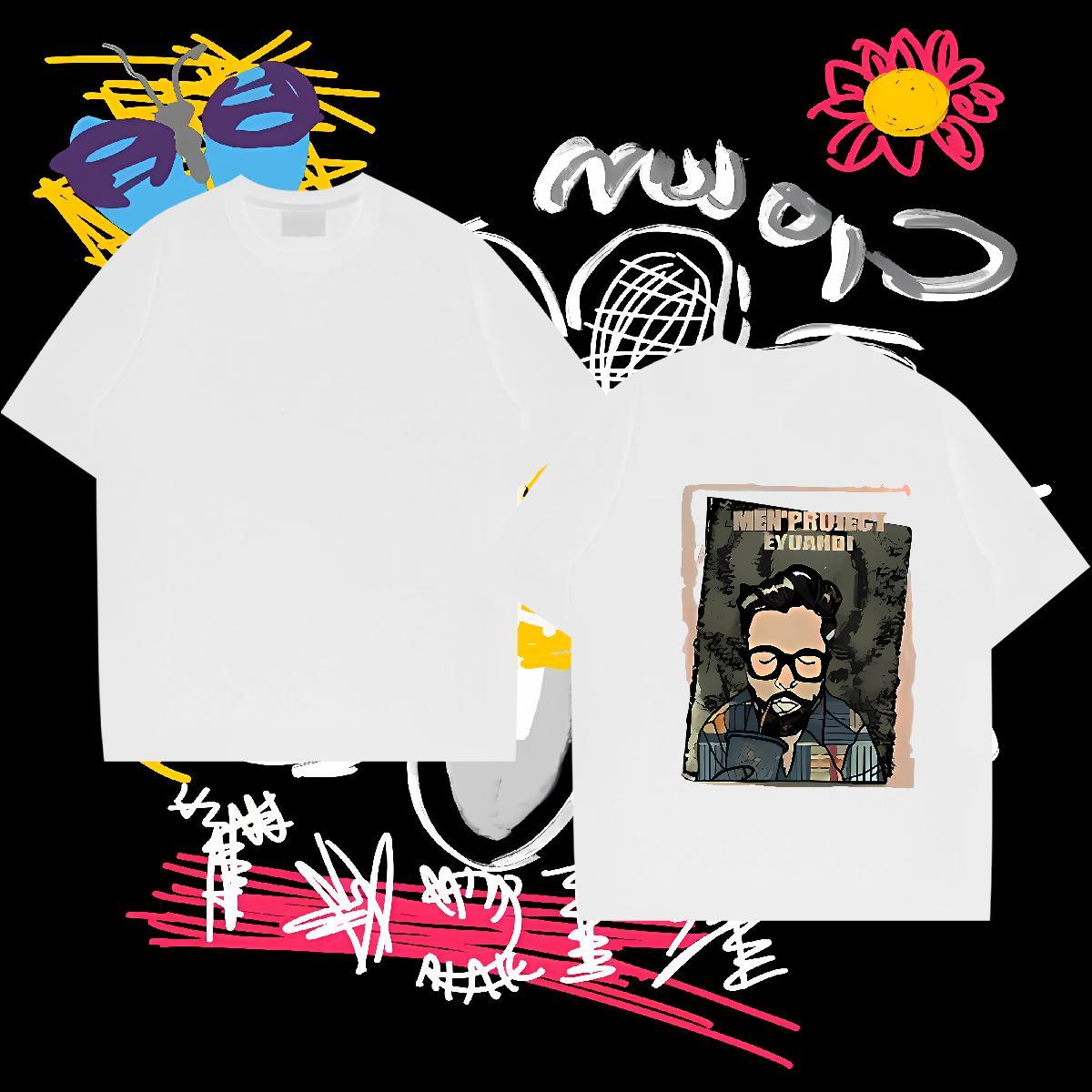 New Designer T Shirt For Man portrait Top Tees 230g 100% Cotton Street Casual Free Shipping Oversized 3XL 4XL Crew Neck Breathable Men Tops Tees