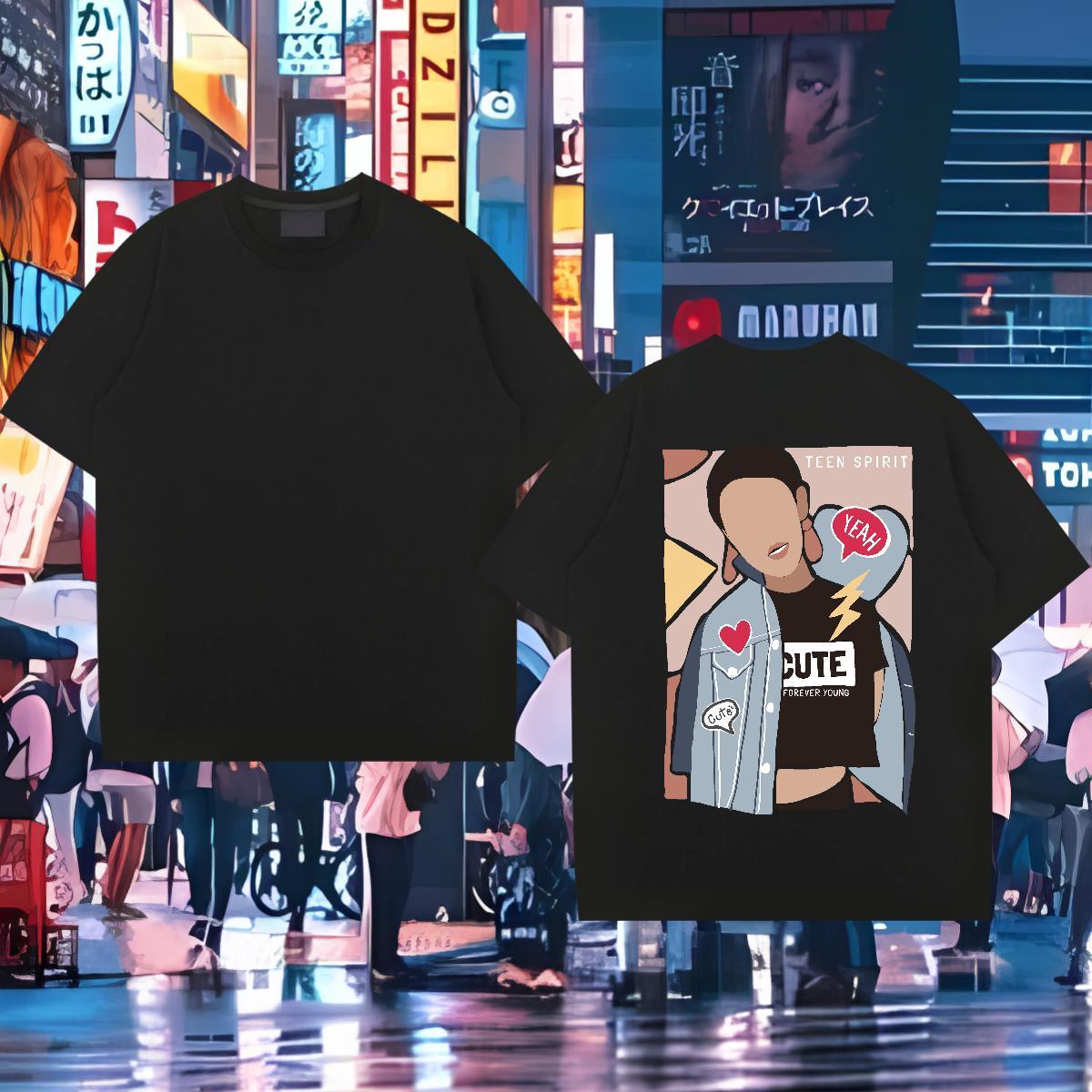 Casual New Man T Shirts character Tops 230g Pure Cotton Sports Casual Cool DIY Anime Breathable Crew Neck Couples T Shirts