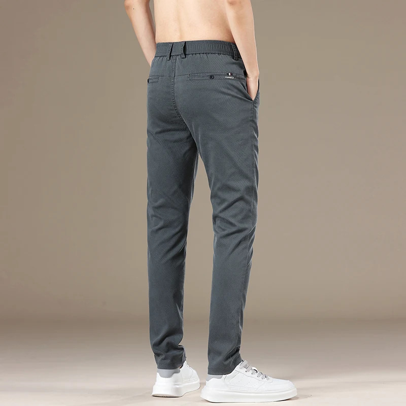 Spring Summer Lyocell Fabric Mens Casual Pants Hight Quality Fashion Slim Business Trousers Elastic Soft 240806