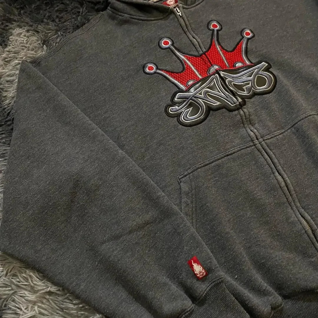 Y2K Winter Embroidered Zipper Hoodie Mens JNCO Retro Casual Gothic Pattern Sportswear Couple Street Clothing w240821