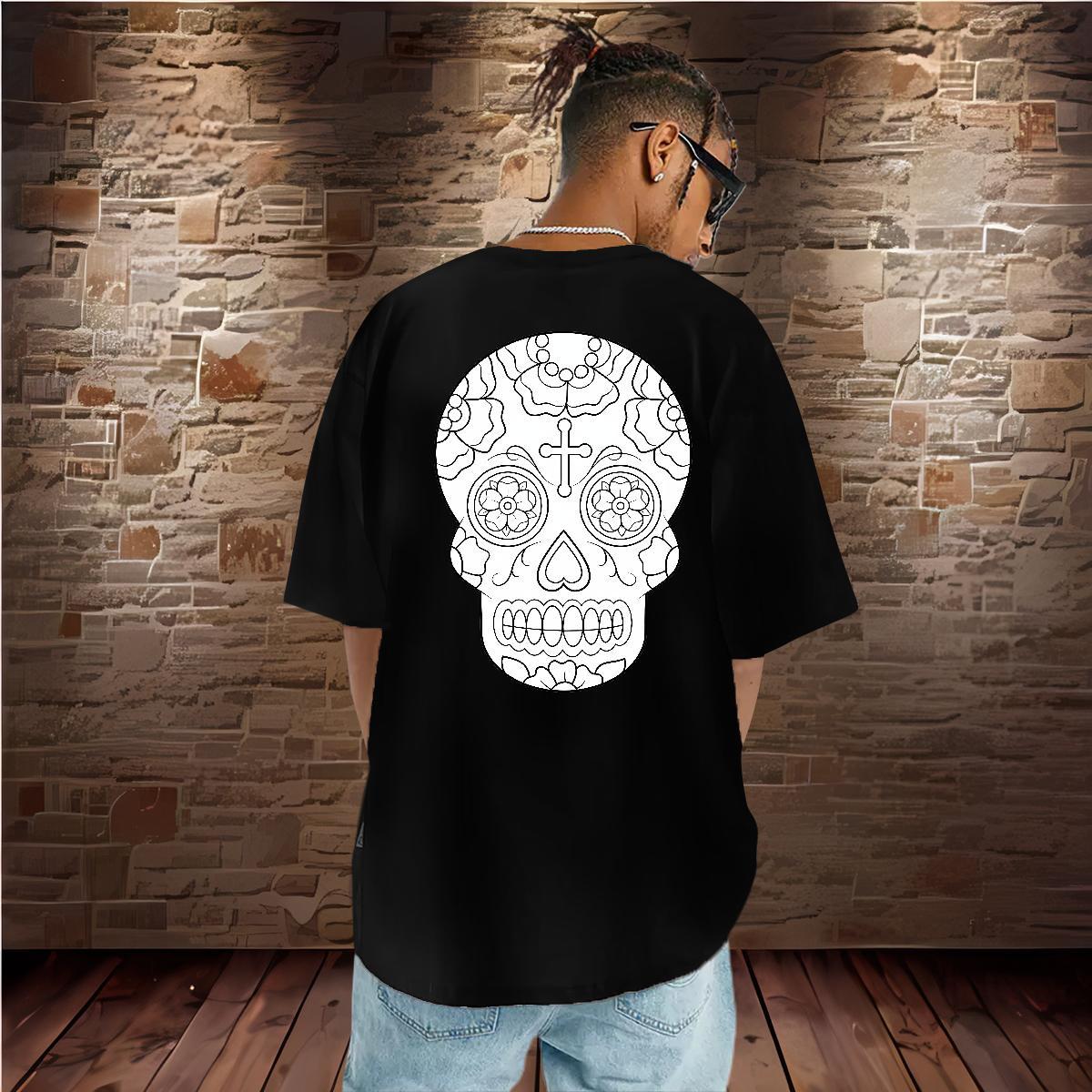 New T shirt skull Clothes 230g Pure Cotton Daily Wear Free Shipping Oversized 4XL Breathable Short Sleeve Men Clothes T-Shirt