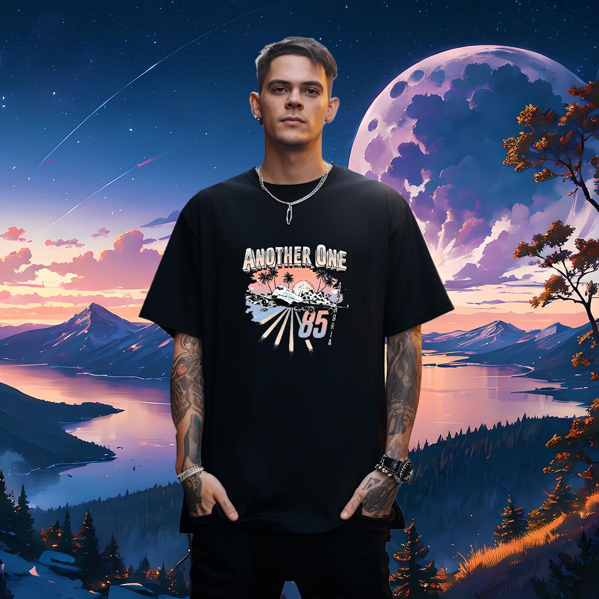 2024 DIY Men T Shirts beach Polos 100% Cotton 230g Beach Classic Plus Size Cartoon Crew Neck Men Tees