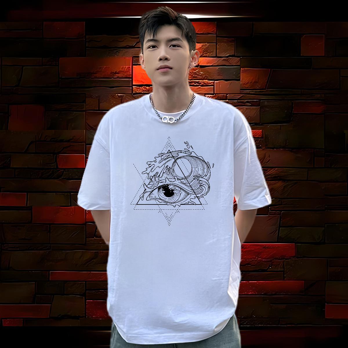 Fashion New Men T Shirts eye of the devil Wear 230g Cotton Spring Summer Loose Fit Custom Big Size Breathable Crew Neck Men Tshirts