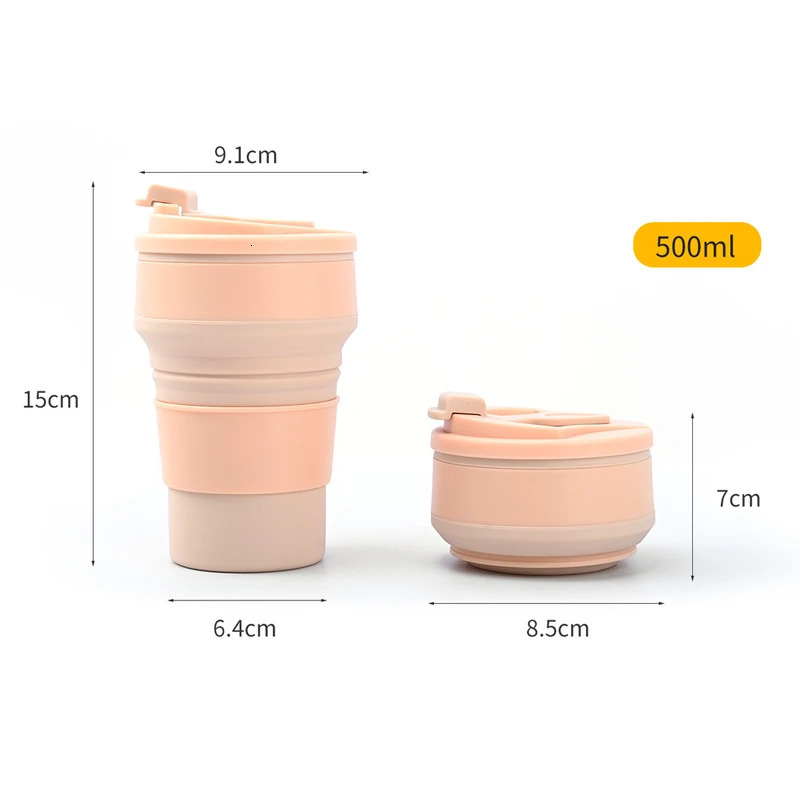 500ml portable bottle compression travel folding outdoor foldable silicone water cup 240806 Free s Z260202