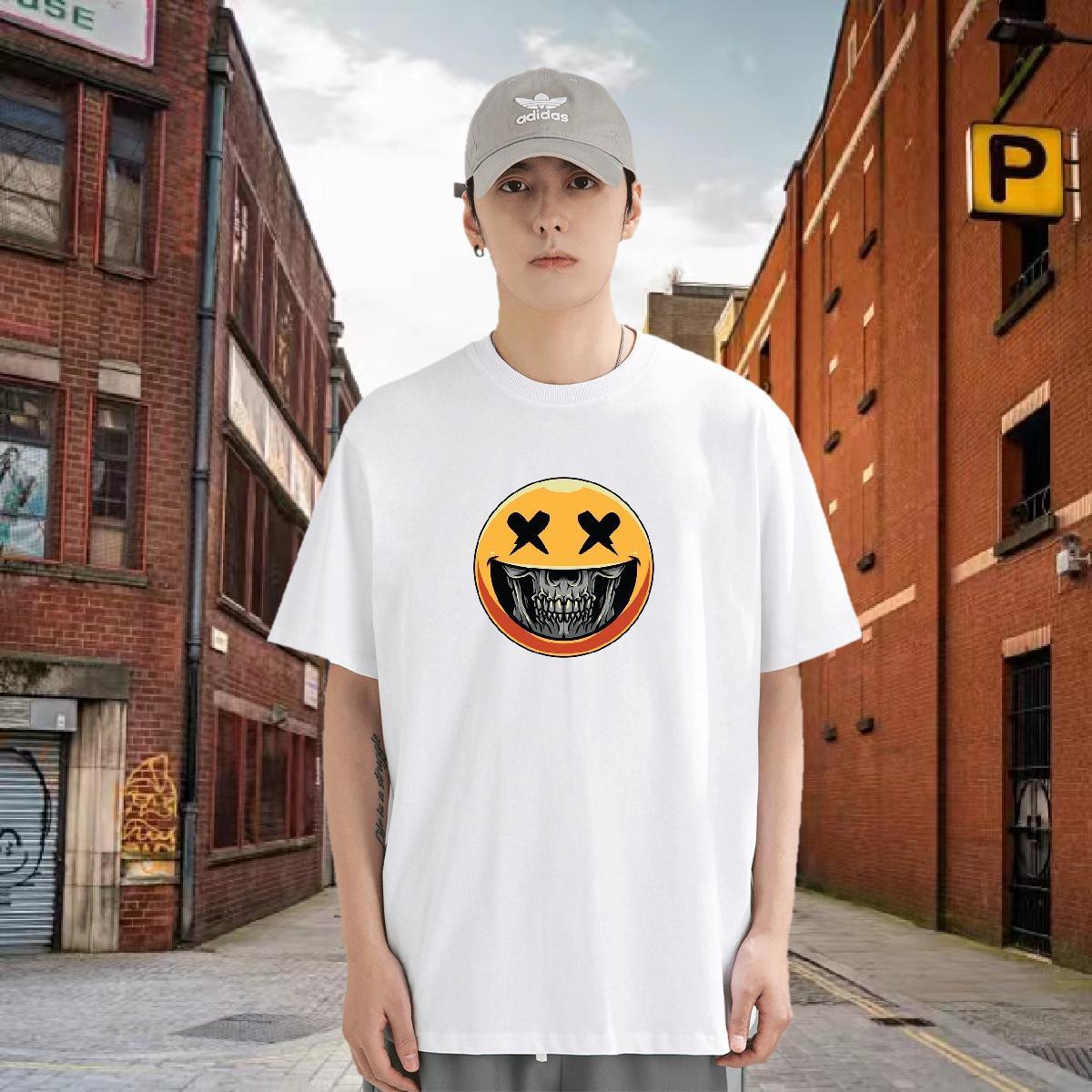 Factory Direct Men T Shirts skull Tees 100% Cotton 230g Street Casual Designer White Plus Size Short Sleeve O-Neck Mens Tshirts