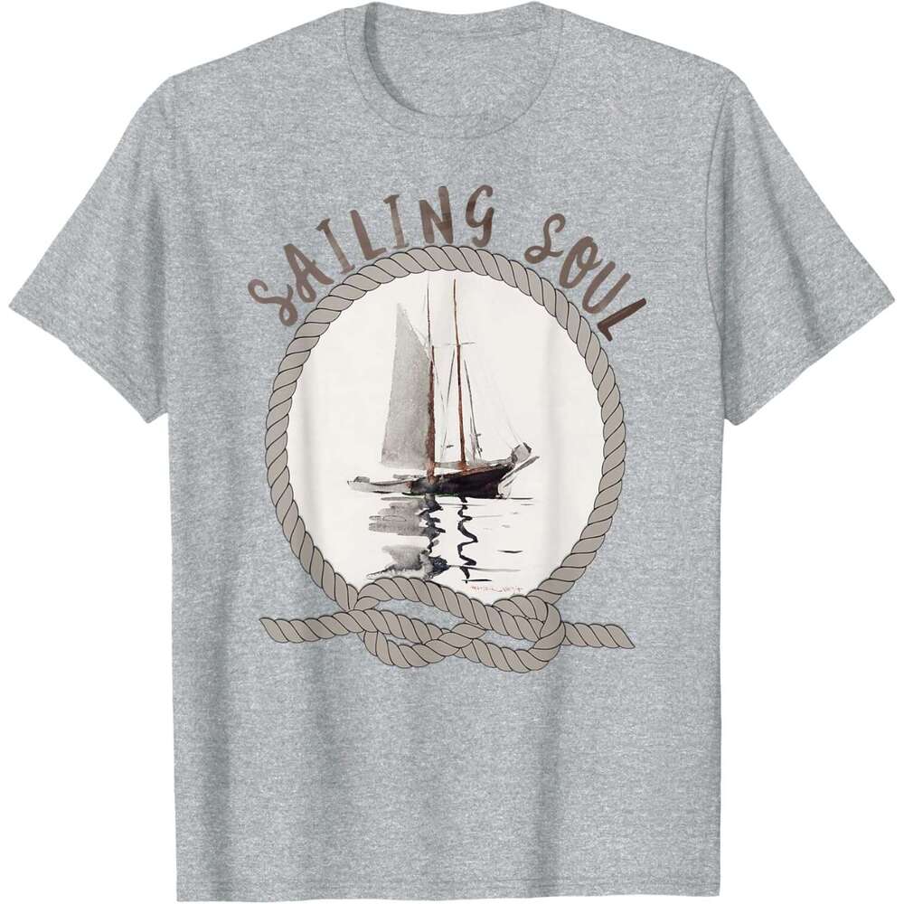 Mens T shirt Sailing Soul Sailboat Reflections Sailors and Sailing T-Shirt shirts tshirt graphic tee Casual tops summer clothes Short sleeve Free ship