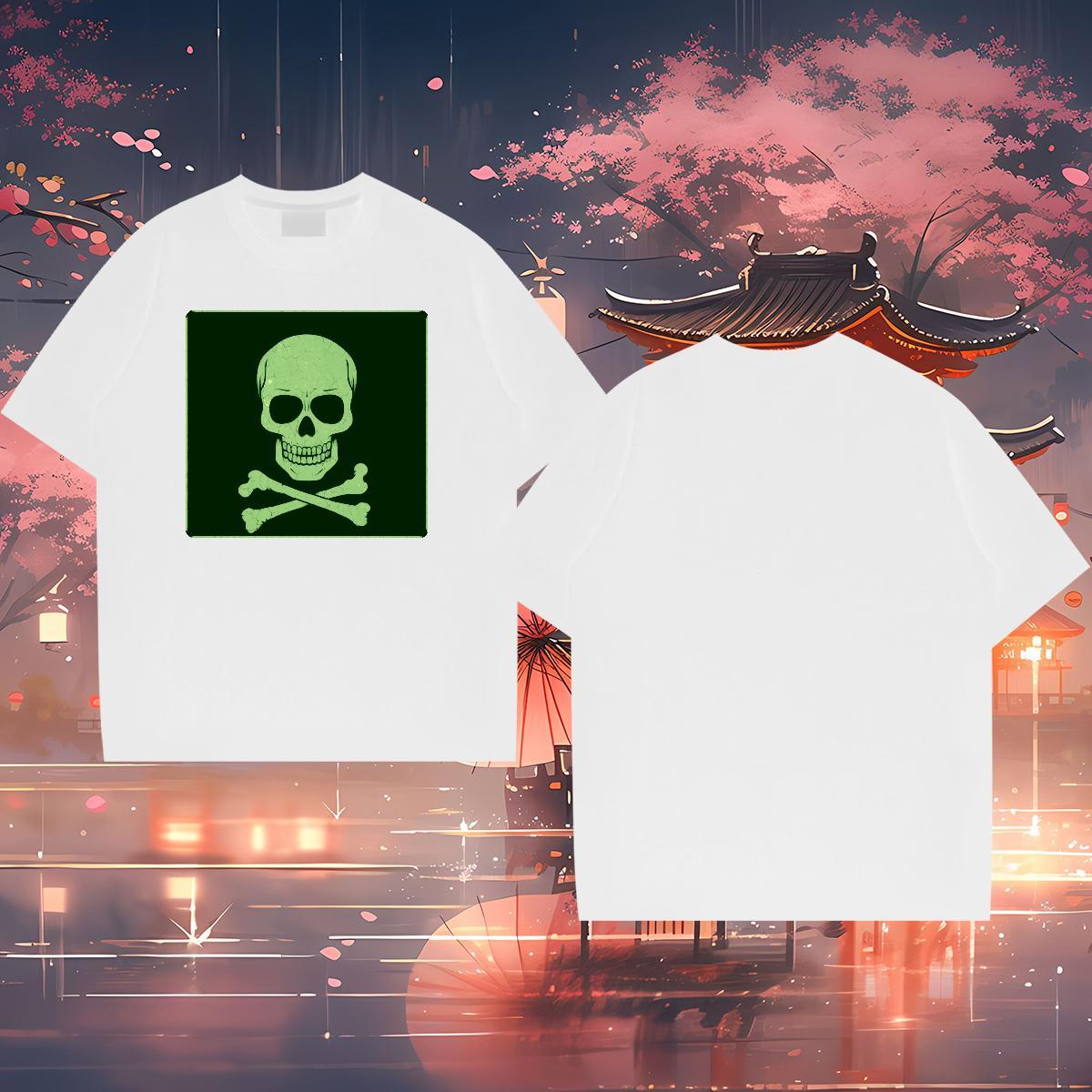 DIY Customized T Shirts Men skull Wear 230g Cotton High Street Hip Hop Designer Custom Cartoon Breathable Couples T Shirts