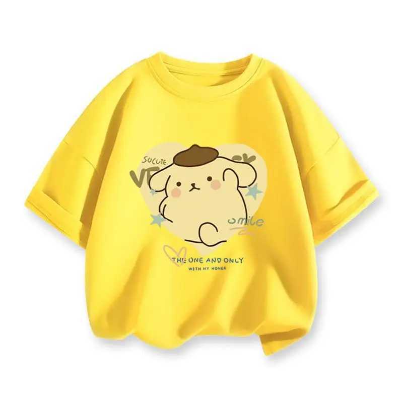 2024 New Summer T-shirt Girls and Boys Cinnamon T-shirt Cartoon Printed Childrens T-shirt Girls TopW240718