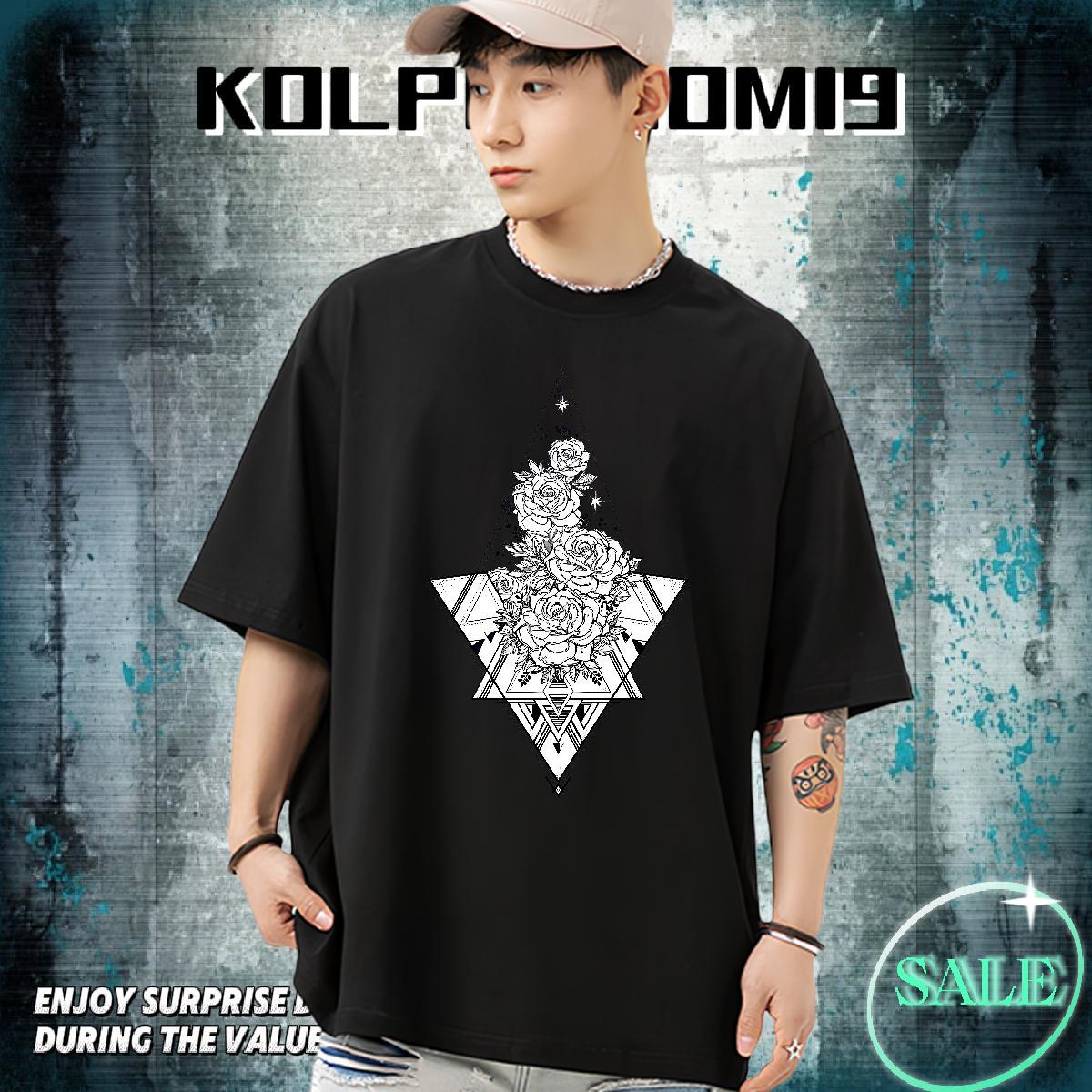 DIY T Shirts Men eye of the devil Tshirts 100% Cotton 230g Street Wear Comfortable White Plus Size Crew Neck Men Clothes T-Shirt