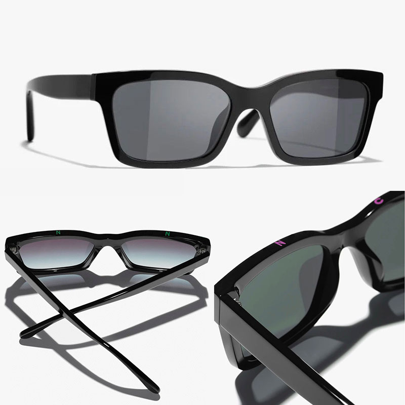 Lady SQUARE SUNGLASSES Designer Acetate Black SQUARE Frame with Colorful Logo on the Top Fashionable Dressing Business Sunglasses with Box