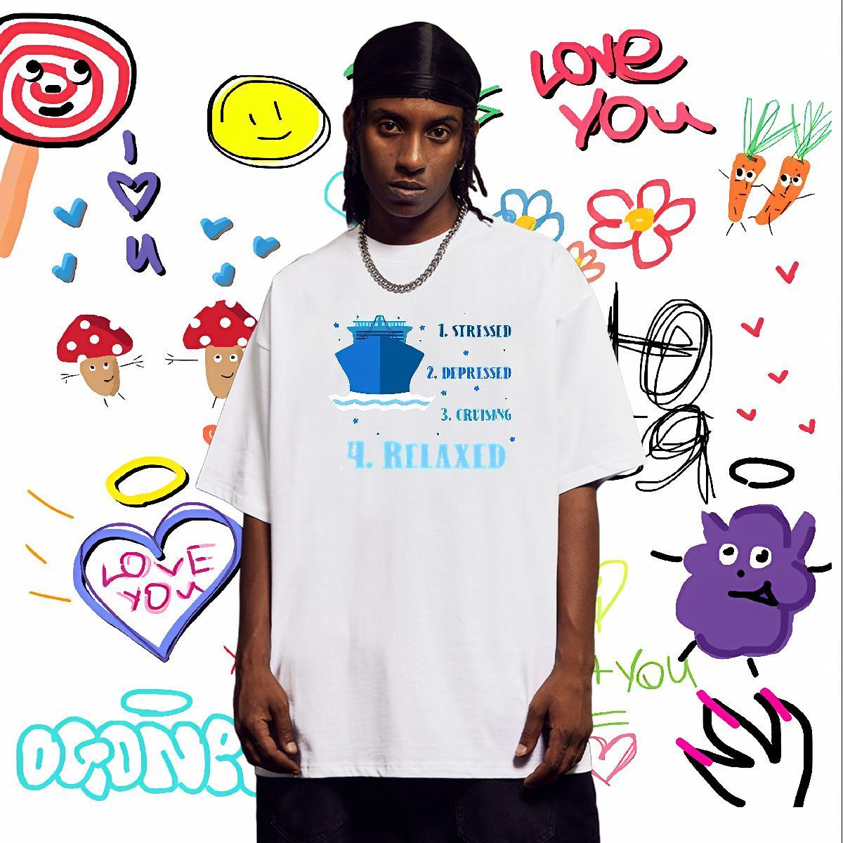 Fashion New T Shirt For Man travel Tops 230g Cotton Anime Printing Street Brand Customized Short Sleeve Soft Tshirts
