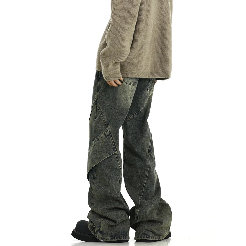 Vintage Jeans Men Loose Streetwear Trousers Wide Leg Summer Fashion Casual Punk Original Street Baggy Flared Denim Pants 240806
