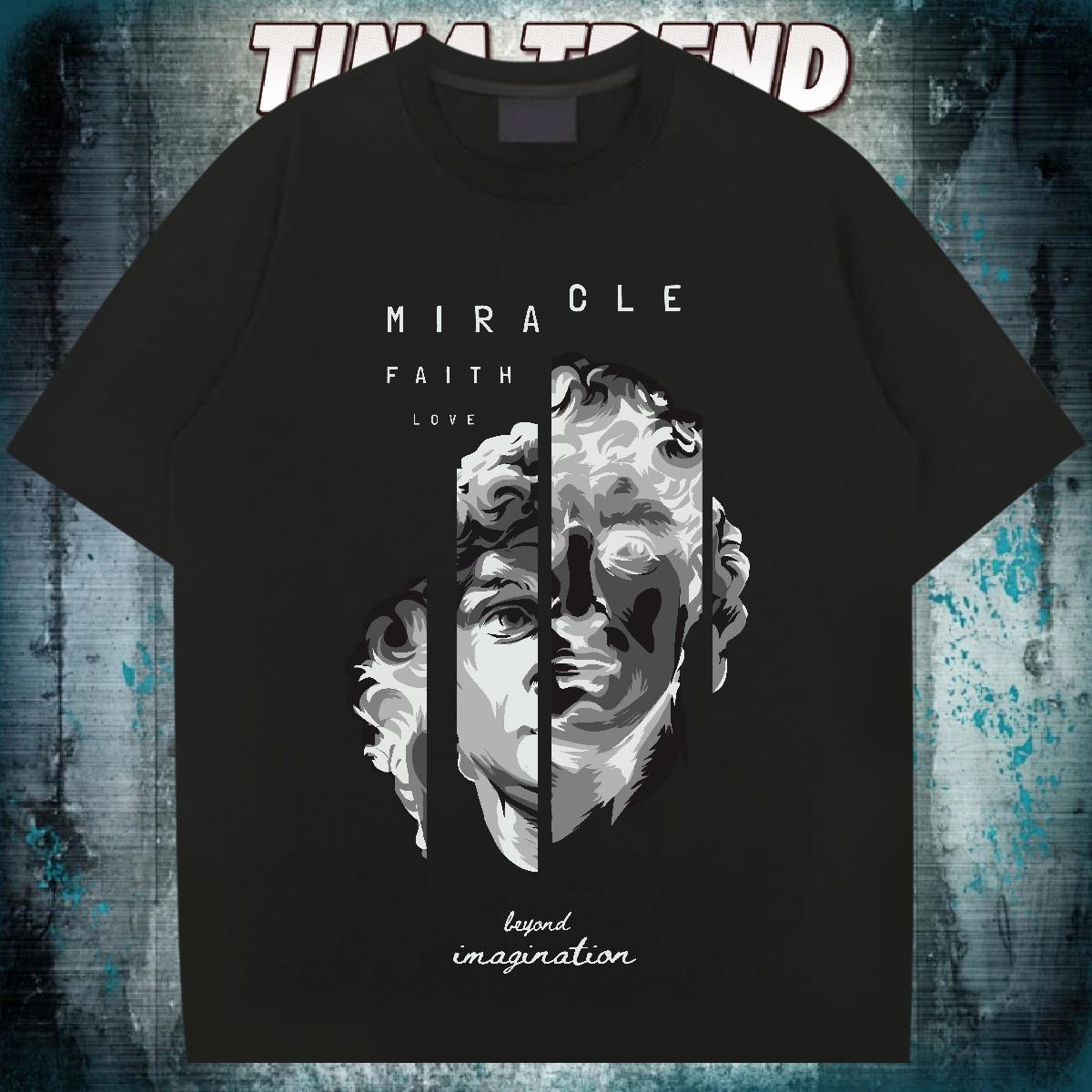 Classic Casual T-Shirts for Men portrait Clothes 230g Pure Cotton Street Casual Popular Skull Breathable Short Sleeve Tshirt for Man Woman