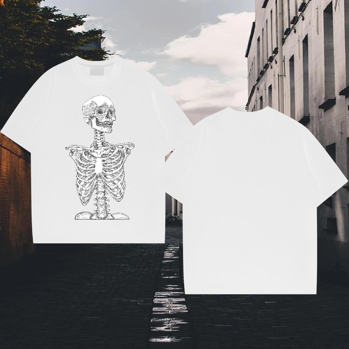 Stylist T-Shirts for Men skull Tops Shirt 230g Cotton Outdoor Cool Design Plus Size Custom Breathable Short Sleeve Men Tops Tees