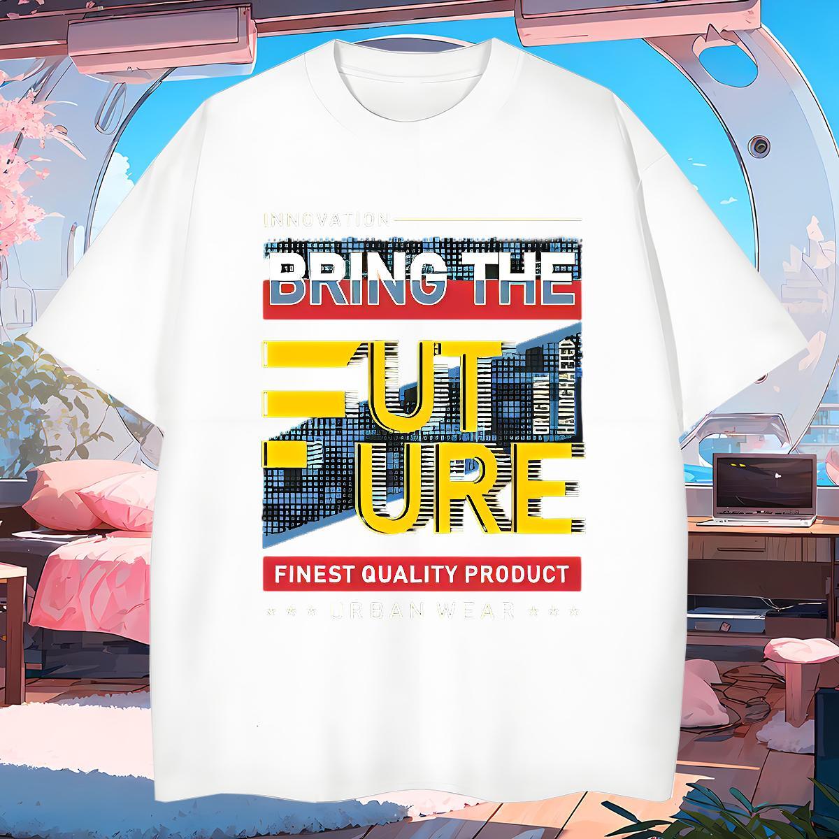 Casual New T shirt letter Top Tees 230g Cotton Sport Cool Design Anime Print Crew Neck Tshirt for Man Woman