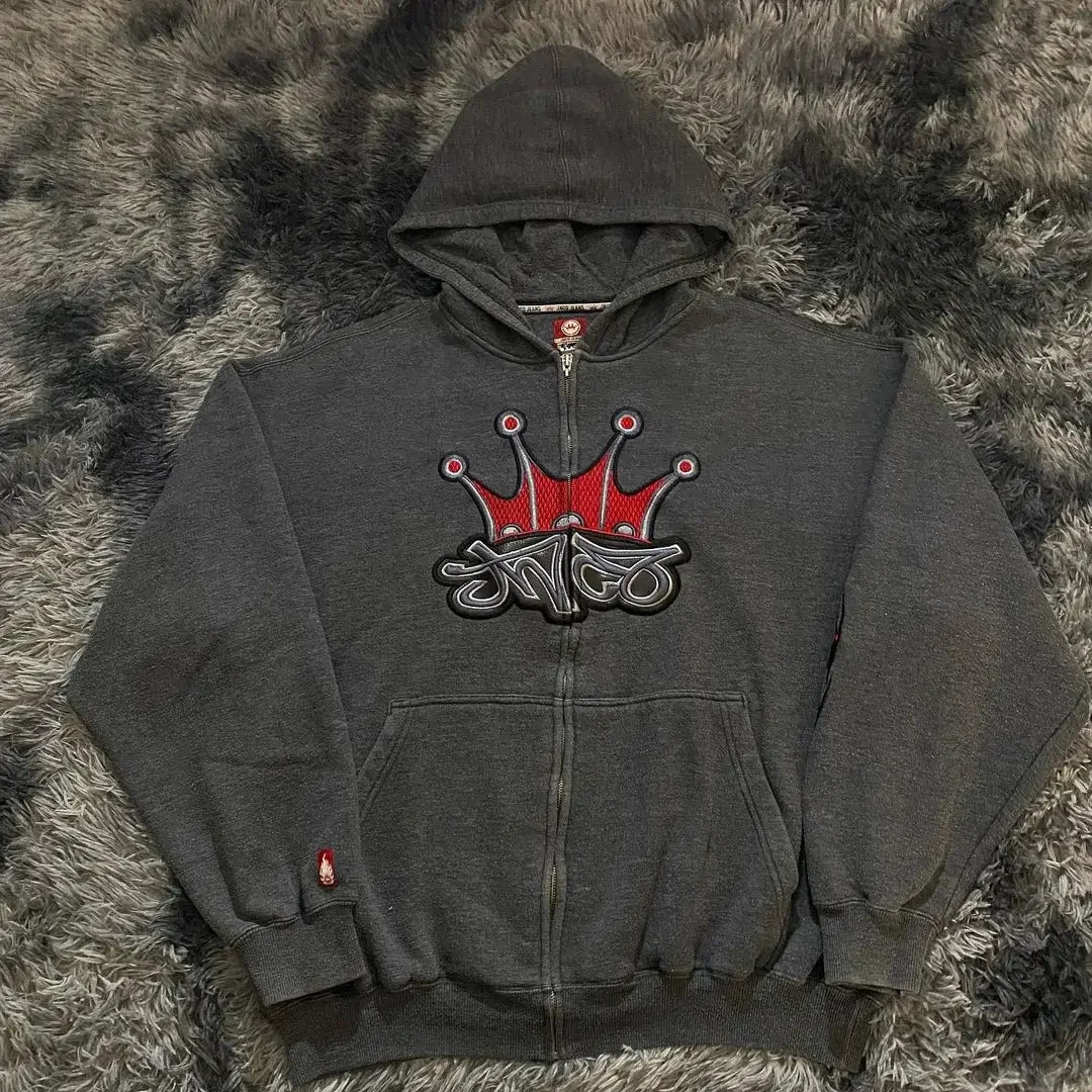 Y2K Winter Embroidered Zipper Hoodie Mens JNCO Retro Casual Gothic Pattern Sportswear Couple Street Clothing w240821
