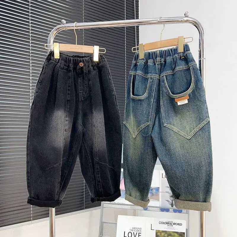 Jeans Boys Jean Pants Long Trousers Cotton 2024 Loose Spring Autumn Babys Kids Pants High Quality Childrens Clothing