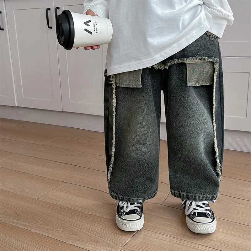 Jeans Boys Jean Pants Long Trousers Cotton 2024 Beauty Spring Autumn Babys Kids Pants Teenagers Outwear Childrens Clothing