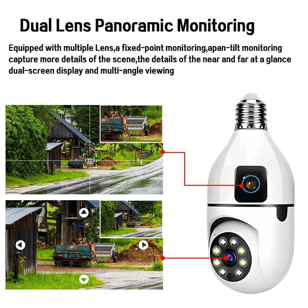 4K Bulb WIFI Camera Dual Lens Indoor Surveillance Auto Tracking Wireles PTZ IP Camera Smart Home CCTV Security Monitor CameraM240806