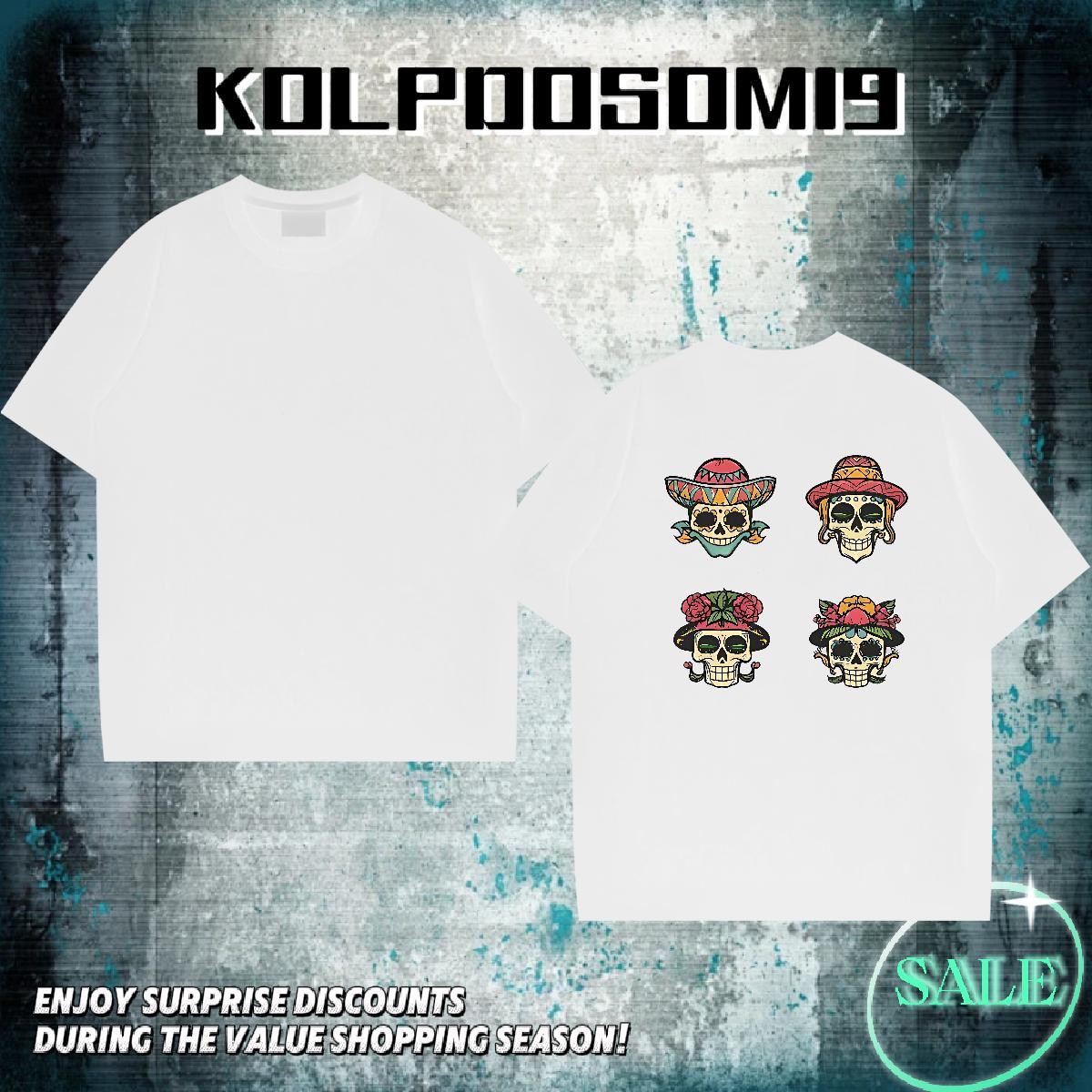Fashion Designer T shirt skull Tops 230g 100% Cotton Sport Cool Design DIY Printed Breathable Crew Neck Mens Tshirts