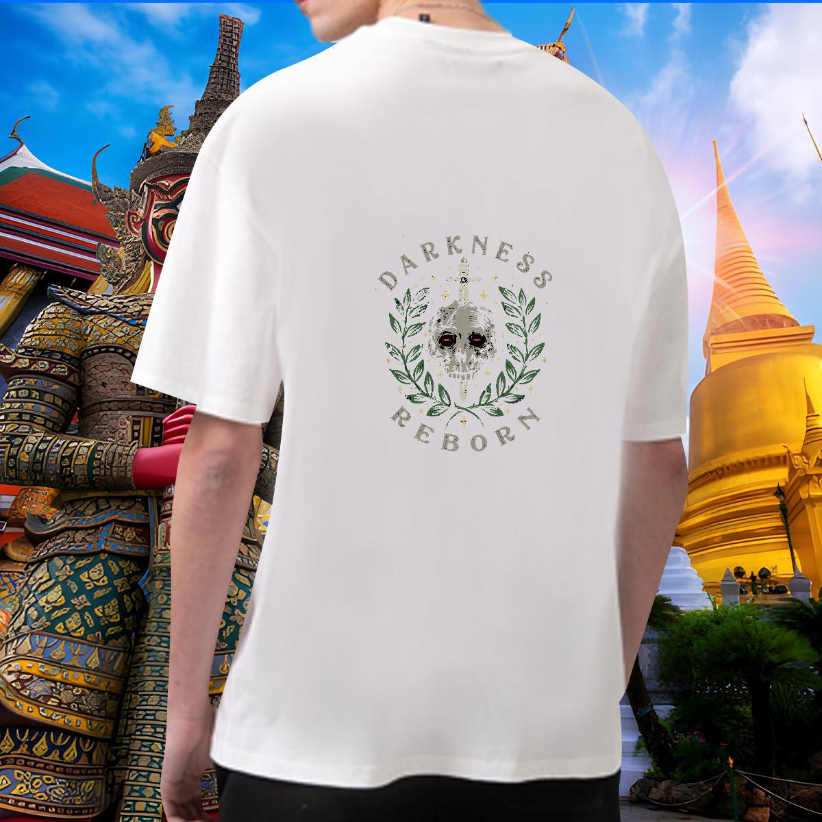 Free Shipping T-Shirts skull Tops 230g Pure Cotton Outdoor Loose Oversized 4XL O Neck Short Sleeves Tshirt for Man Woman