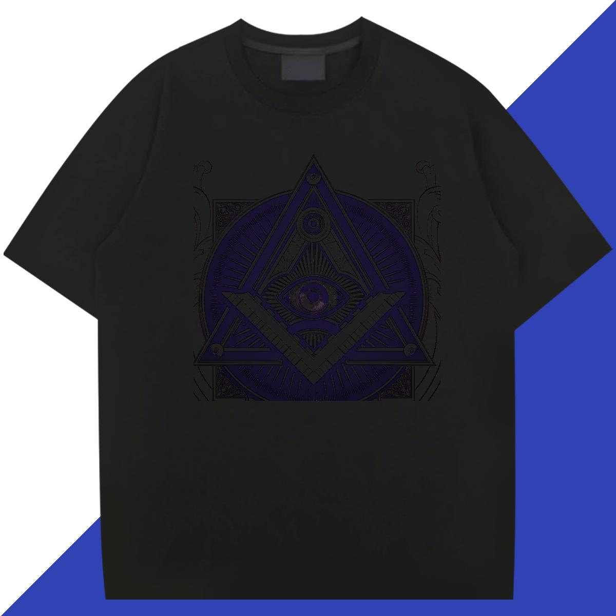 Classic T shirt eye of the devil Tops Shirt 100% Cotton 230g Summer Casual Cool Design Floral Print O Neck Short Sleeves Men Clothes T-Shirt