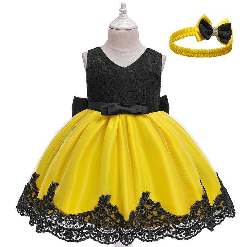 Baby dress bow Tutu dress 0-10 year old girl wedding birthday party princess dress children lace dress clothing vestW240720