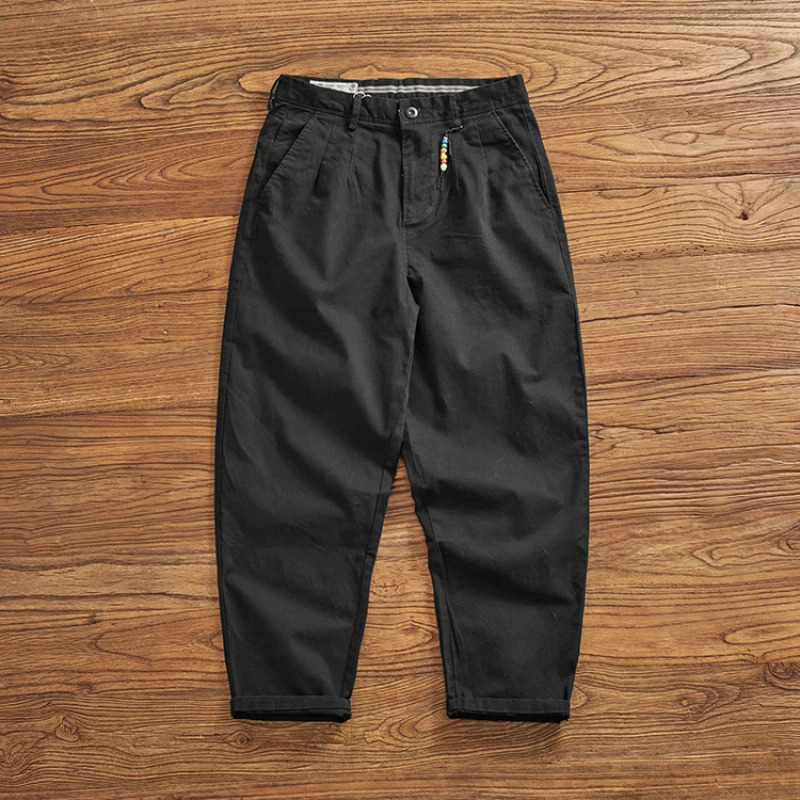 Fashion Cargo Pants Men Clothing Retro Simple Casual Wear Stretched Loose Oversized Tooling Trousers Washed Woven Twill 240806
