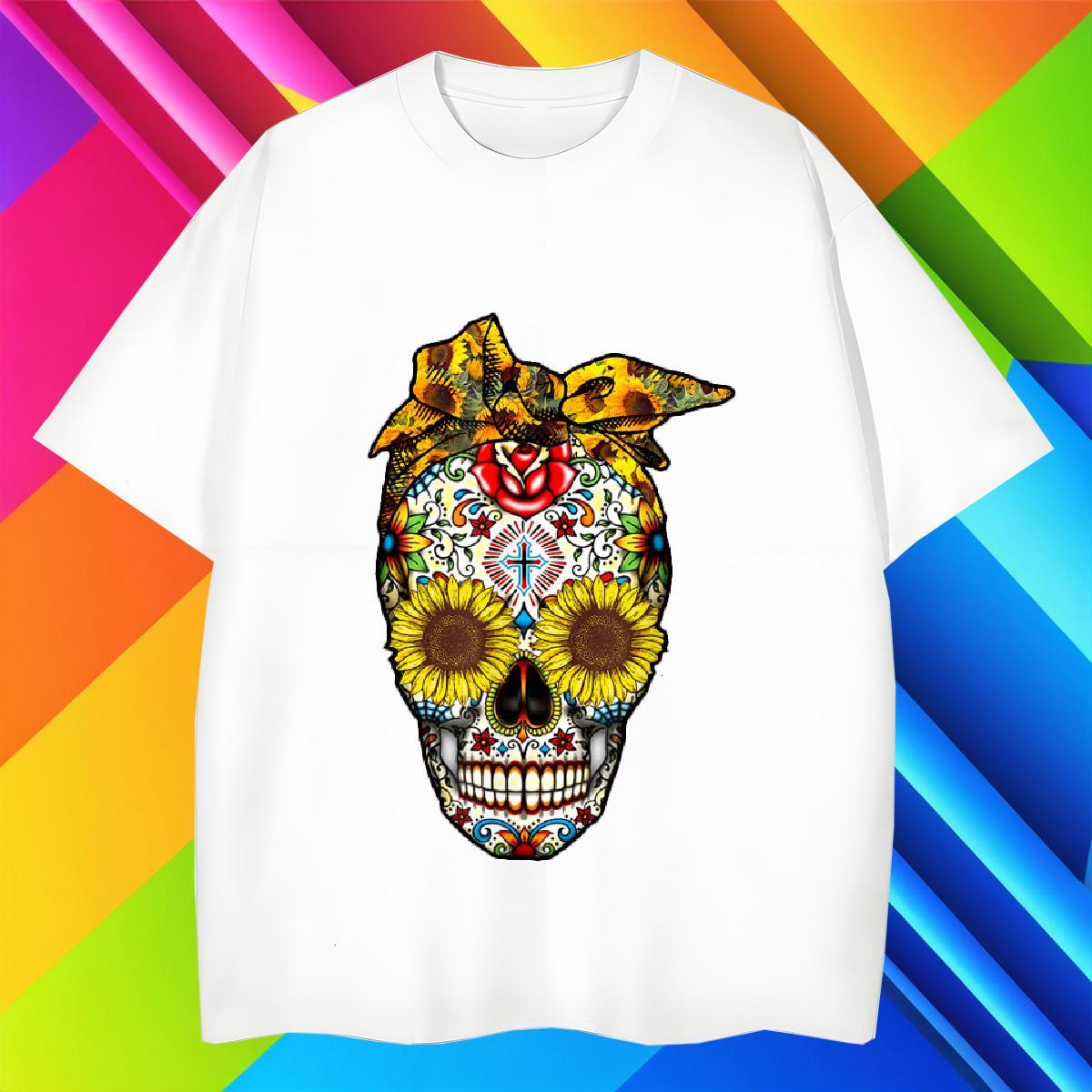 2024 DIY T Shirt For Man skull Polos 230g 100% Cotton Home Outdoor Free Shipping Floral Print O Neck Short Sleeves Mens Tshirts