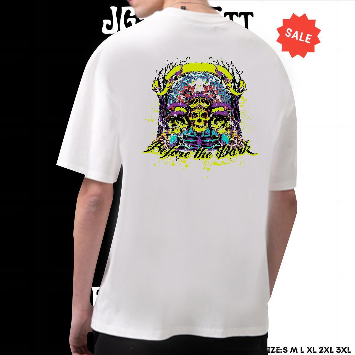 Fashion Man T Shirts skull Clothings 230g Pure Cotton Outdoor Brand Custom Cartoon Short Sleeve O-Neck Couples T Shirts