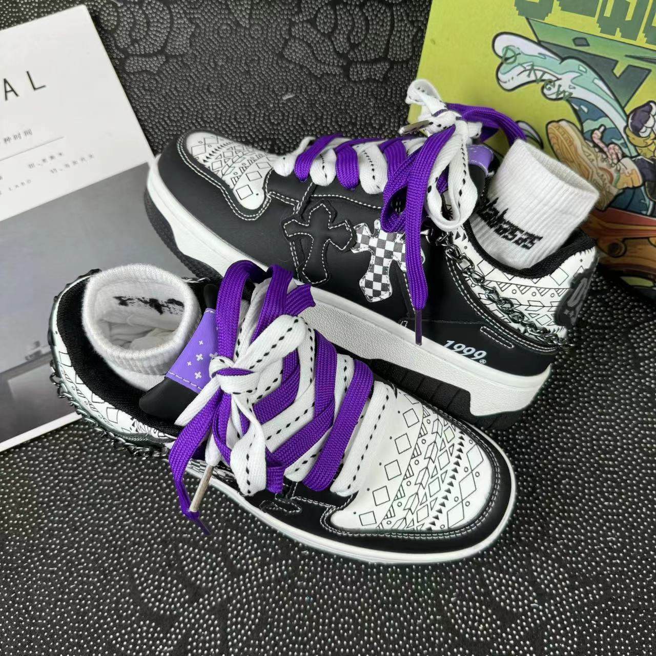 Niche Chain Retro Punk Street Hip Hop Trendy Skateboarding Shoes