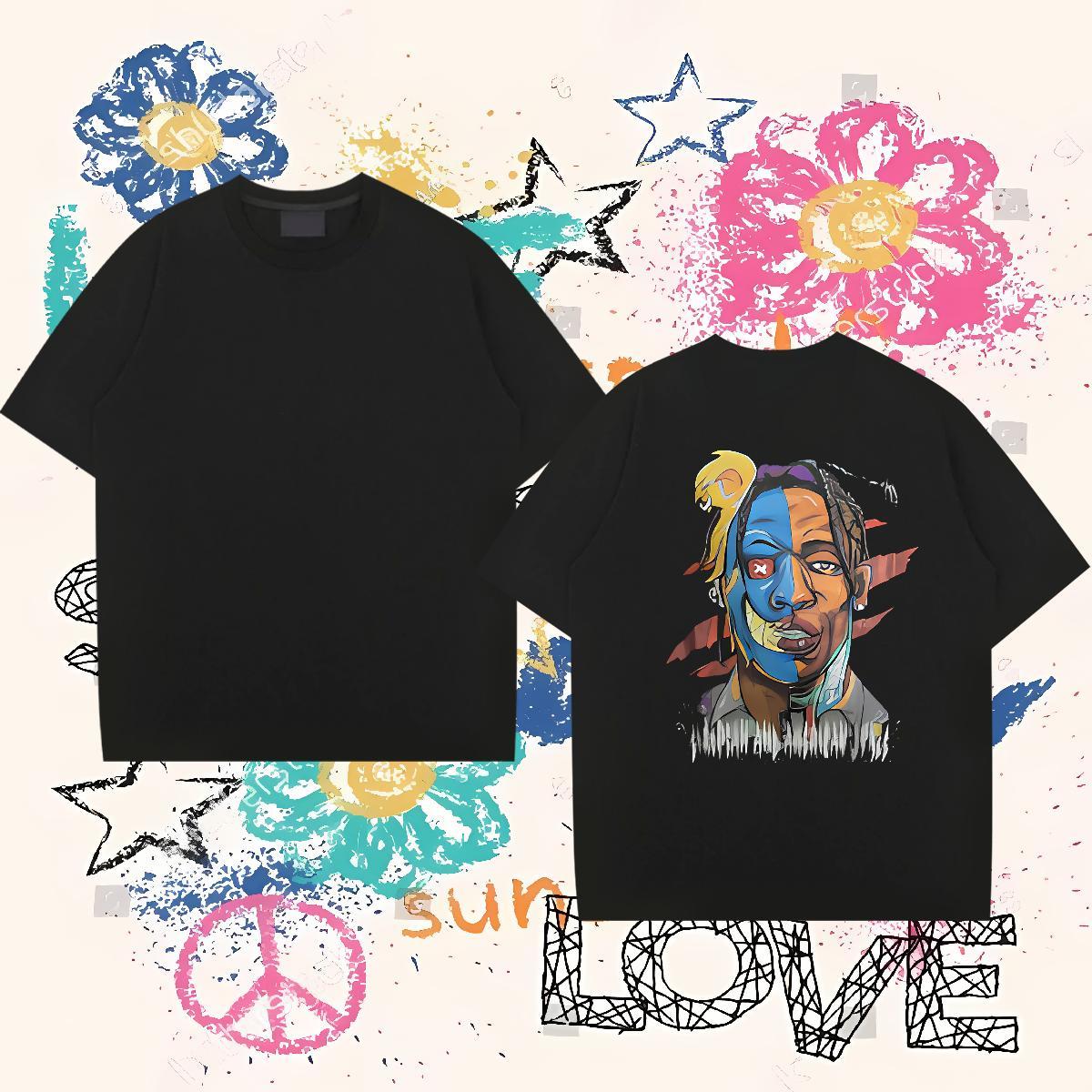 DIY T Shirt For Man portrait Tops Tees 100% Cotton 230g Beach Cool Design Graphic Crew Neck Breathable Tshirt for Man Woman