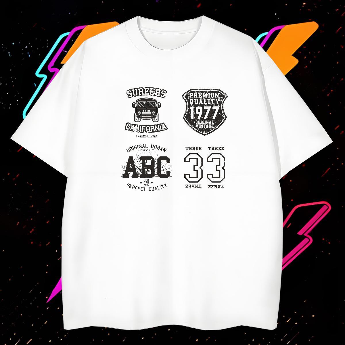 New T-Shirts for Men letter Polos 230g 100% Cotton Hip Hop Designer Black White Breathable Short Sleeve Men Tops Tees