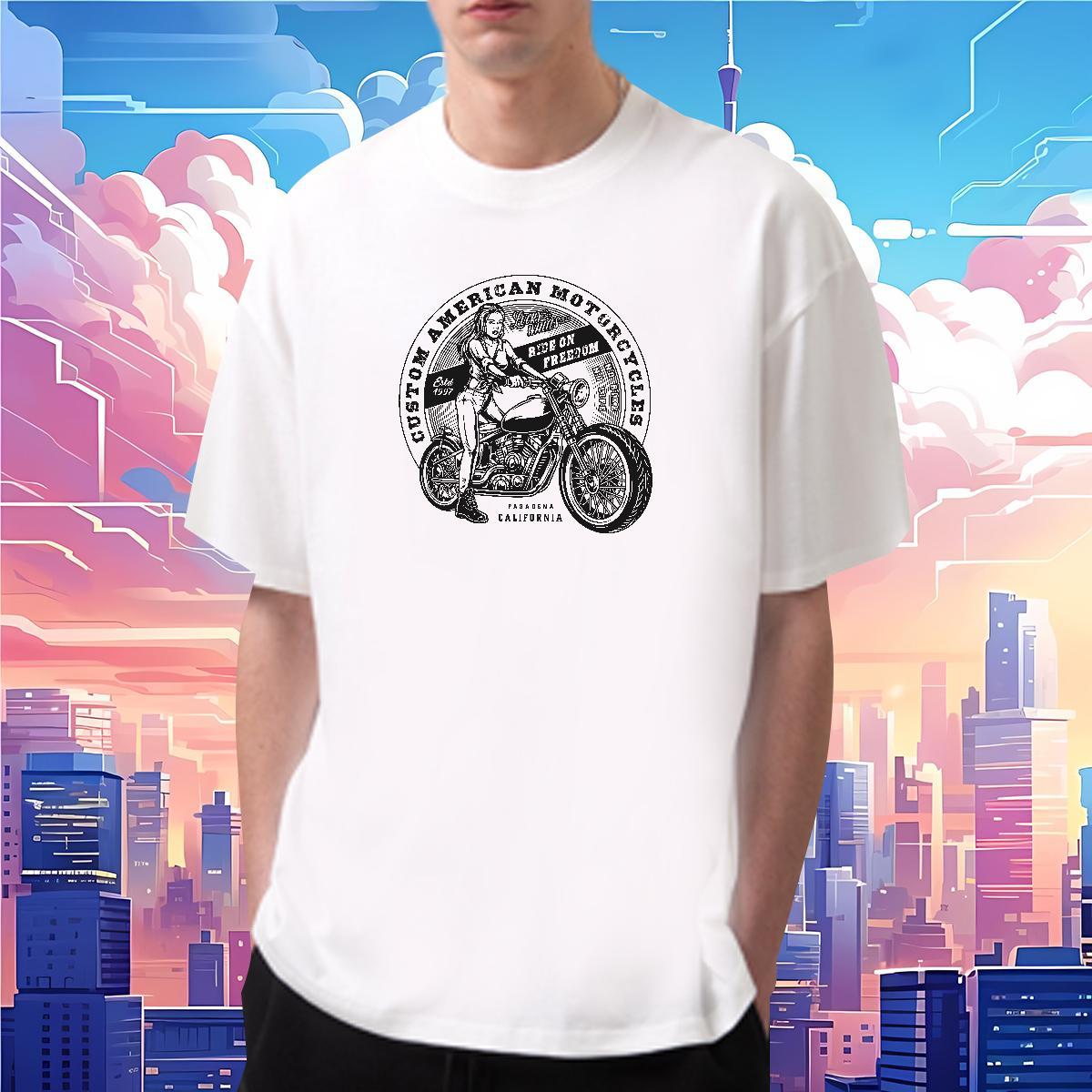 2024 New T-Shirts for Men Motorcycle Clothings 230g Cotton Sport Soft DIY Anime Short Sleeve O-Neck Couples T Shirts