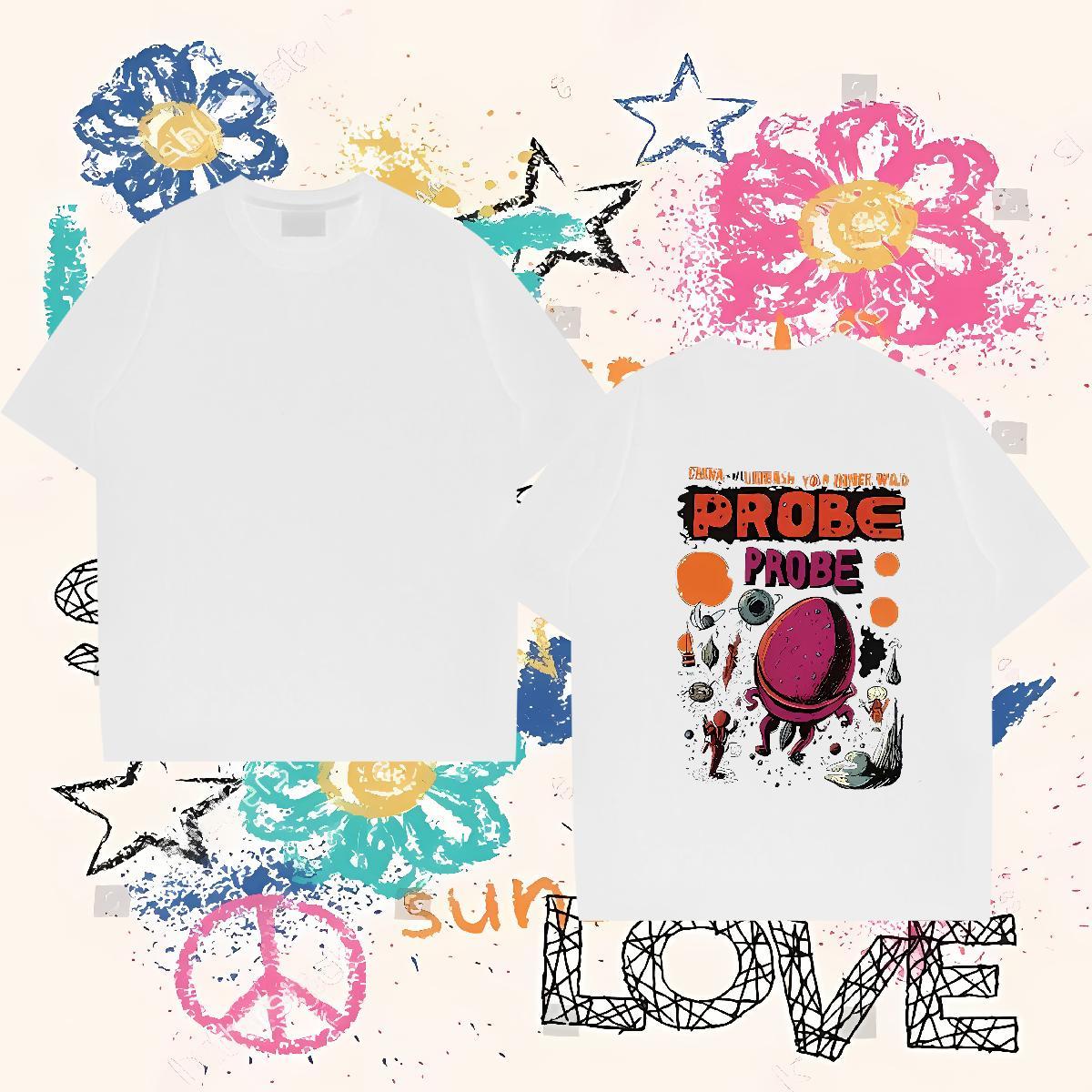 DIY Customized Man T Shirts letter Polos 100% Cotton 230g Hip Hop Comfortable Cartoon Print Round Neck Short Sleeve Tshirts