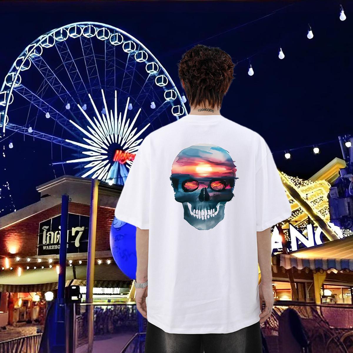 Fashion Casual T-Shirts for Men sun Tee Shirt 230g Pure Cotton Sport Classic Black Oversized Breathable Crew Neck Men Tops Tees