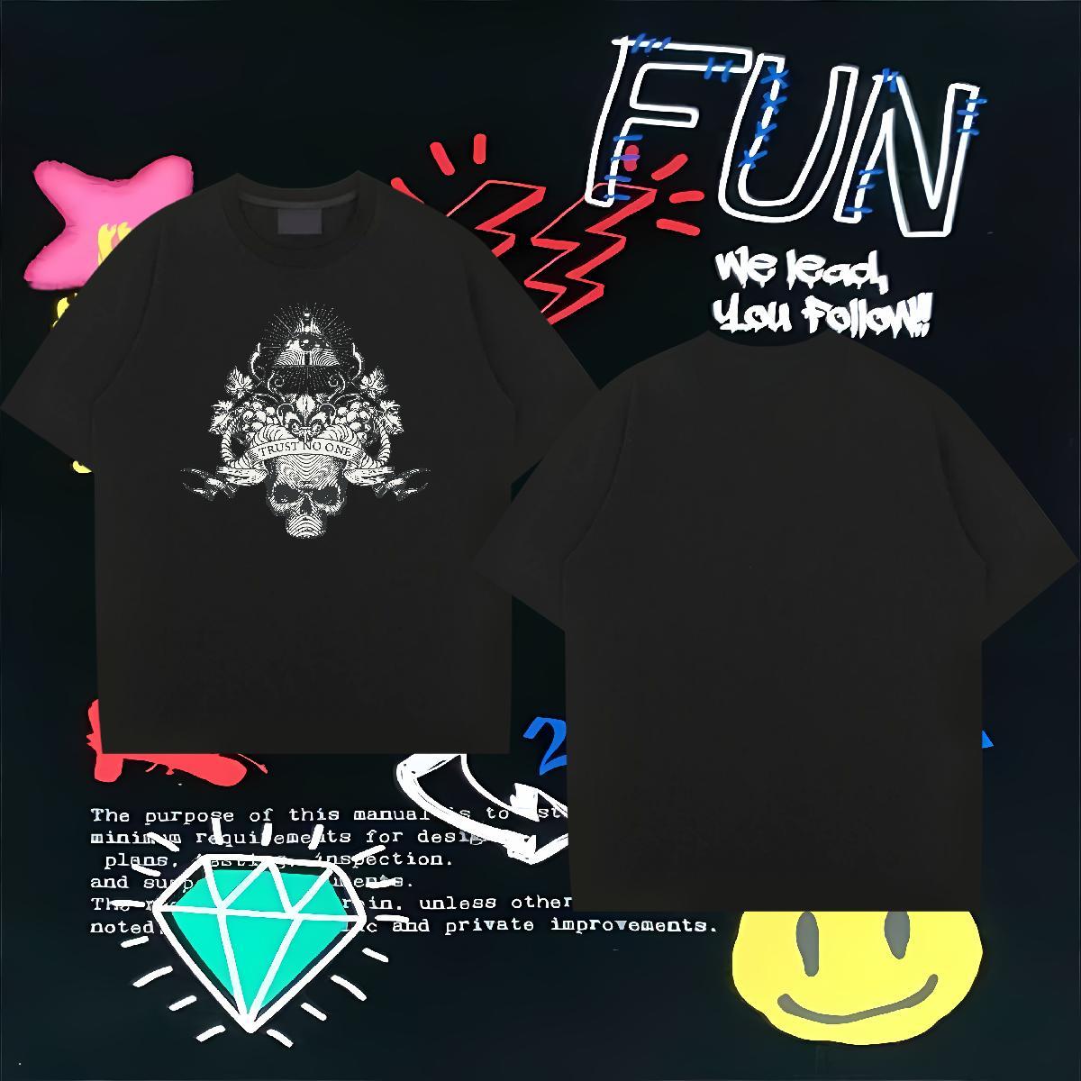 Designer Fashion Man T Shirts skull Wear 230g Pure Cotton Street Wear Cool DIY O Neck Short Sleeves Men Clothes T-Shirt