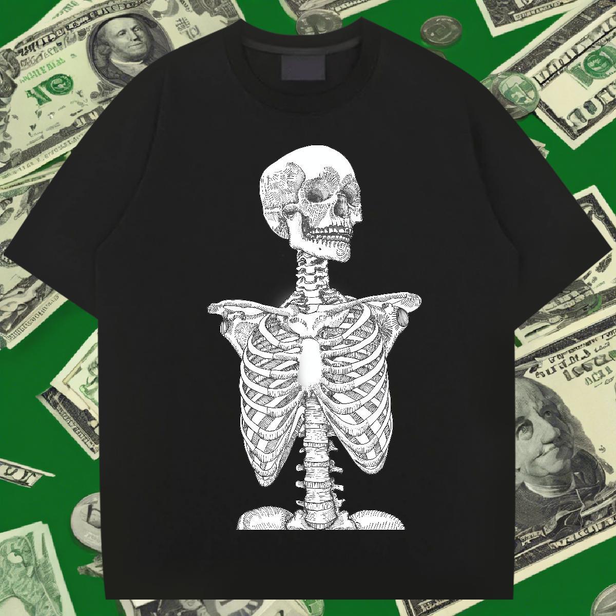 Classic Casual Men T Shirts skull Wear 230g Cotton Street Soft Custom Printed Pure Cotton Tshirts
