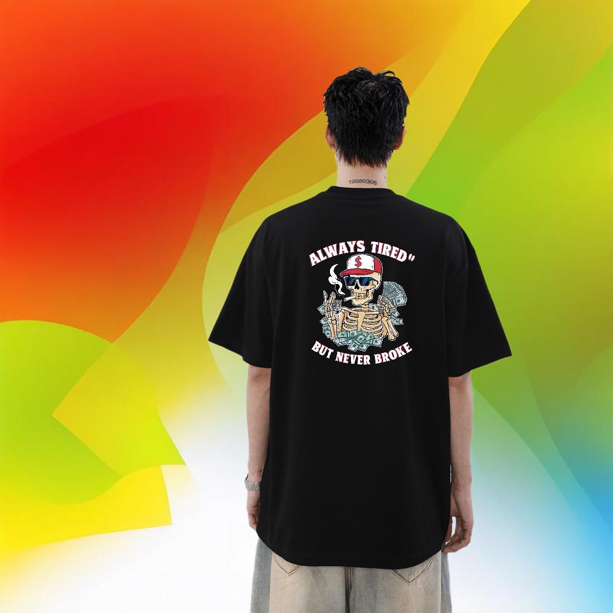 2024 Summer T-Shirts skull Tees Shirts 230g Pure Cotton Daily Outfit TOP Quality Custom Cartoon Breathable Crew Neck Tshirt for Man Woman