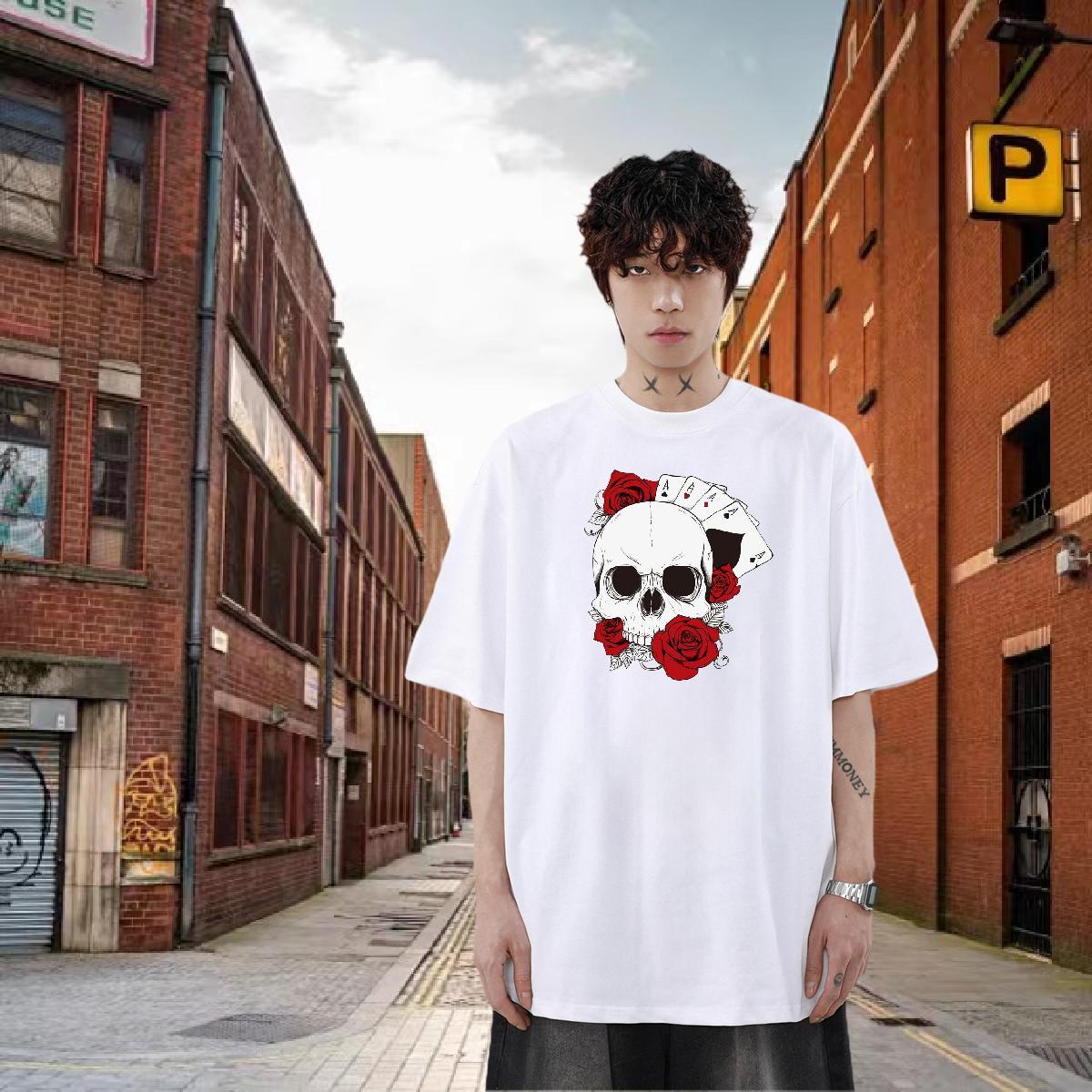 Factory Direct Men T Shirts skull Clothings 100% Cotton 230g Sport Comfortable DIY Anime Breathable Soft Mens Tshirts