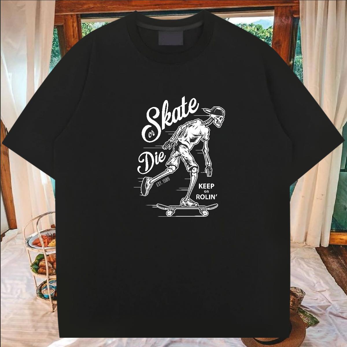 Fashion Designer T Shirts Men skull Wear 230g Pure Cotton Street Cool Design Custom Printed Round Neck Short Sleeve Tshirt for Man Woman