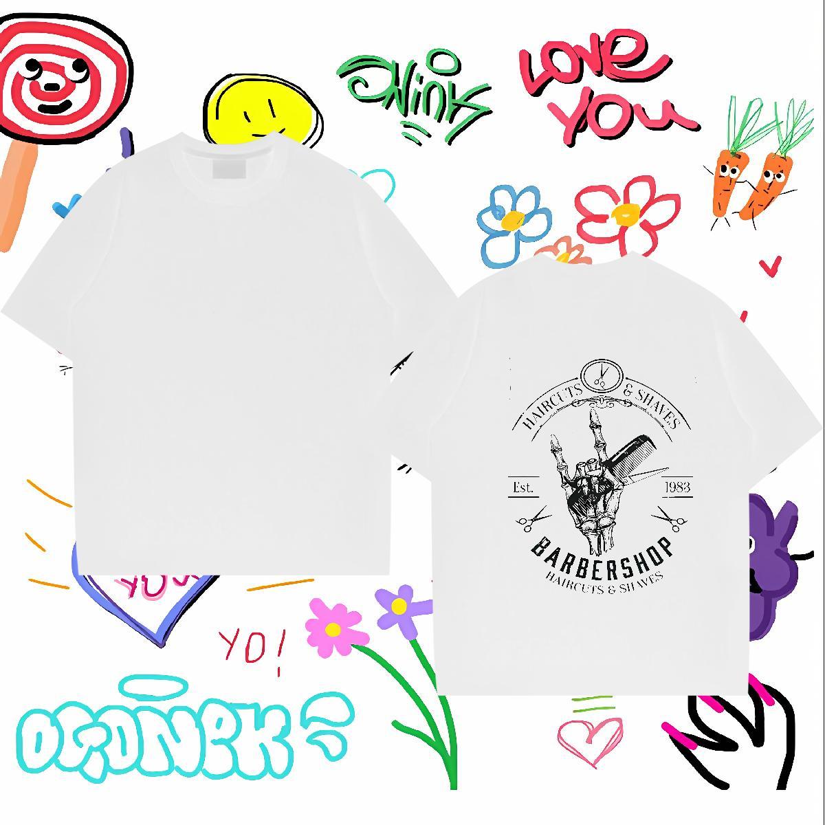 Fashion New T Shirt For Man hands Clothings 100% Cotton 230g Sports Casual Loose Fit Black White O Neck Short Sleeves Men Tshirts