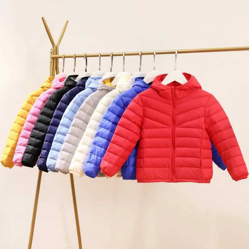 0-10 Childrens Ultra Light Duck Down Jacket 2024 New Autumn Winter Hoodie Boys and Girls Childrens Warm Puff Jacket X2411151
