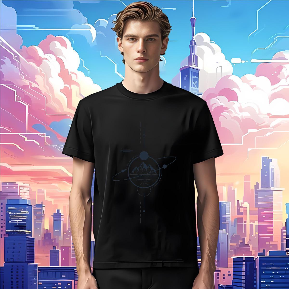 DIY Customized T shirt mountains Tee Shirt 230g 100% Cotton Daily Wear Soft Black White Short Sleeve O-Neck Tshirt for Man Woman