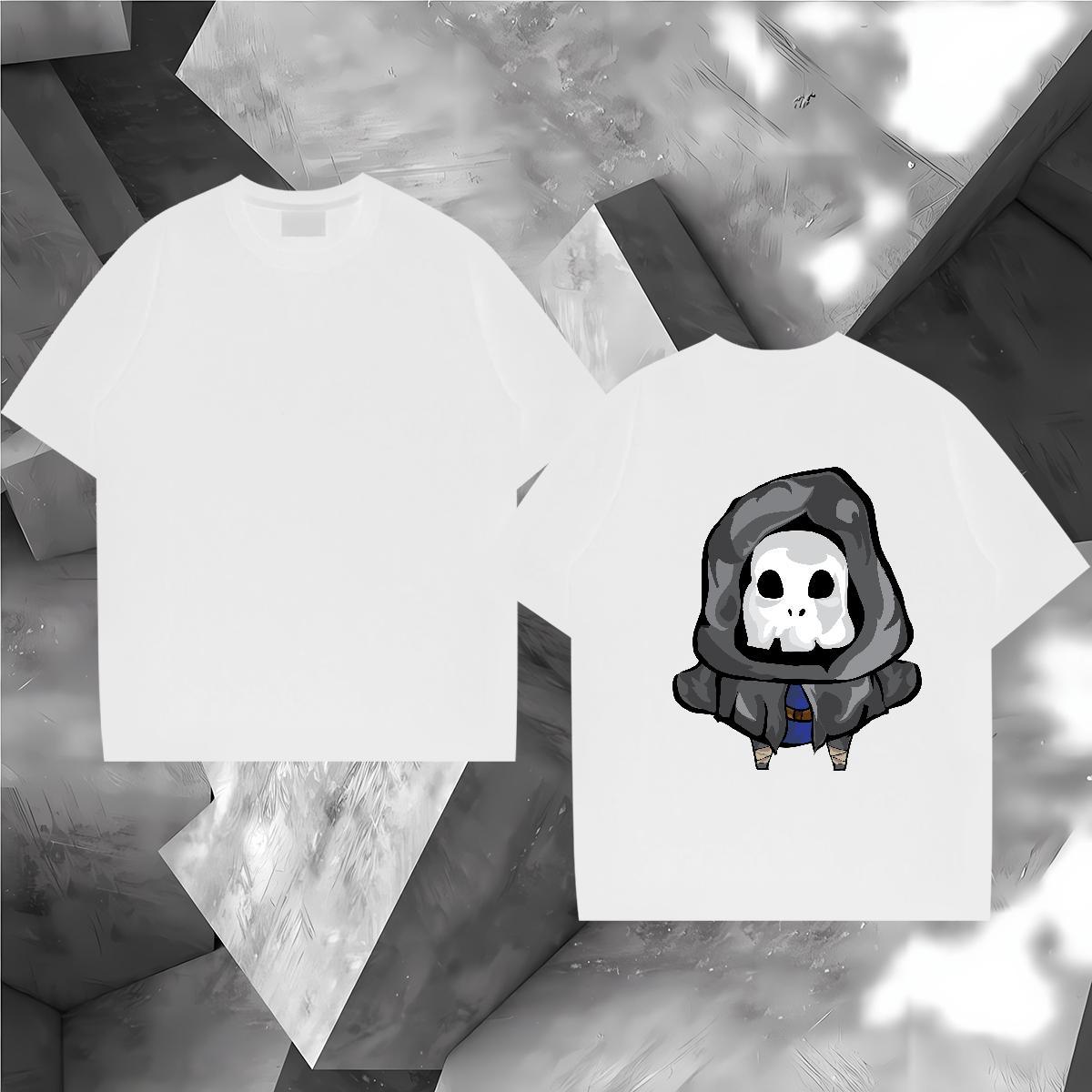 Casual New Men T Shirts skull Clothings 100% Cotton 230g Anime Printing Street Loose Fit Oversized Breathable Short Sleeve Men Tshirts