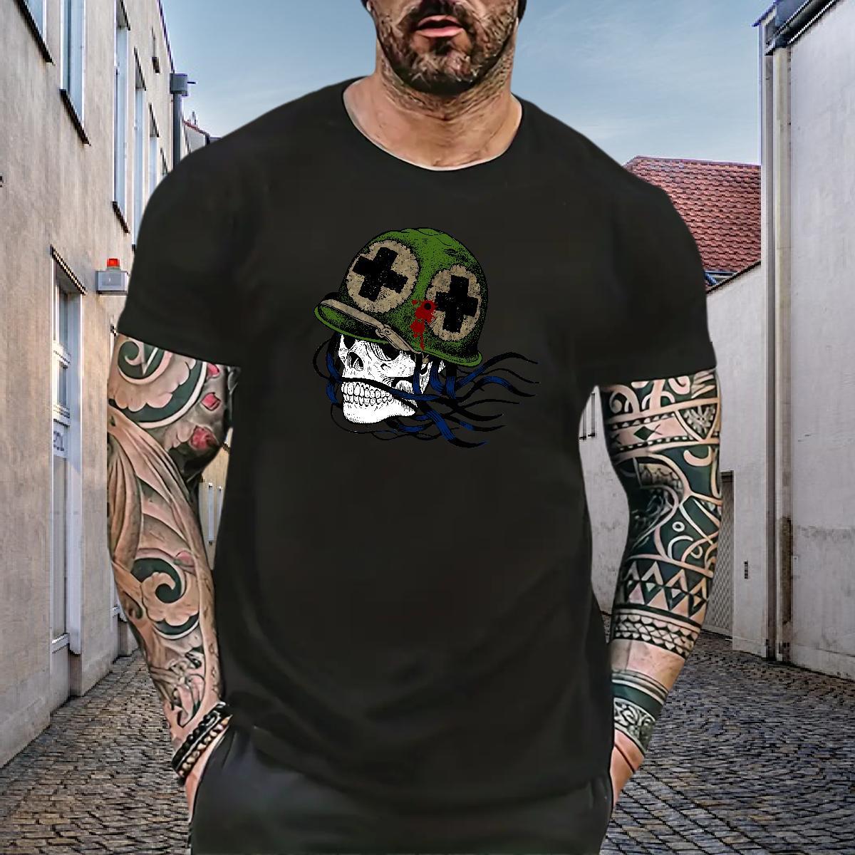 2024 Man T Shirts skull Polos 230g Pure Cotton Street Classic DIY Logo Oversized Breathable Short Sleeve Tshirts