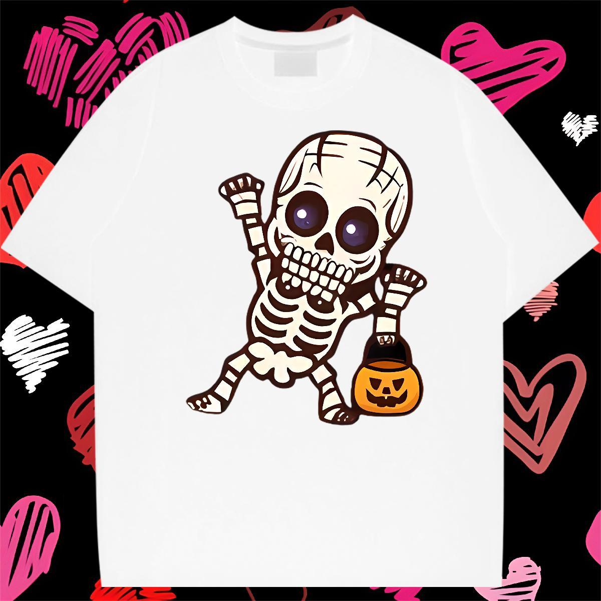 Designer Fashion T-Shirts for Men skull Tees Shirts 230g Cotton Casual Comfortable Cartoon Print Short Sleeve Soft Tshirts